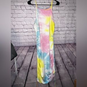Tie Dye Drawstring Ruched Bodycon